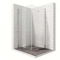 Квадратное душевое ограждение с распашными и складывающимися наружу и во внутрь дверями 