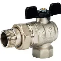 STOUT Кран SVB-0008-000025 шаровой полнопроходной угловой, ВР/НР, ручка бабочка 1, американка