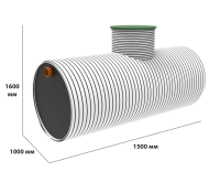 Горизонтальная станция биол. очистки KANN ECO - 3, 1-3 человека (400 л/сутки), залп. сброс 100 л. ввод 120см, самотечный